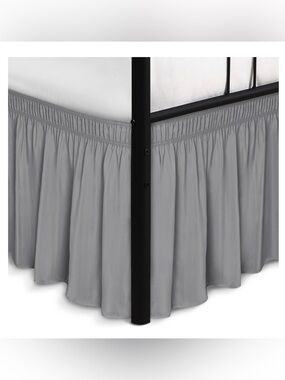KING Bed Skirt Dust Ruffle Split Corner 14” Drop 100% Microfiber - SILVER GRAY